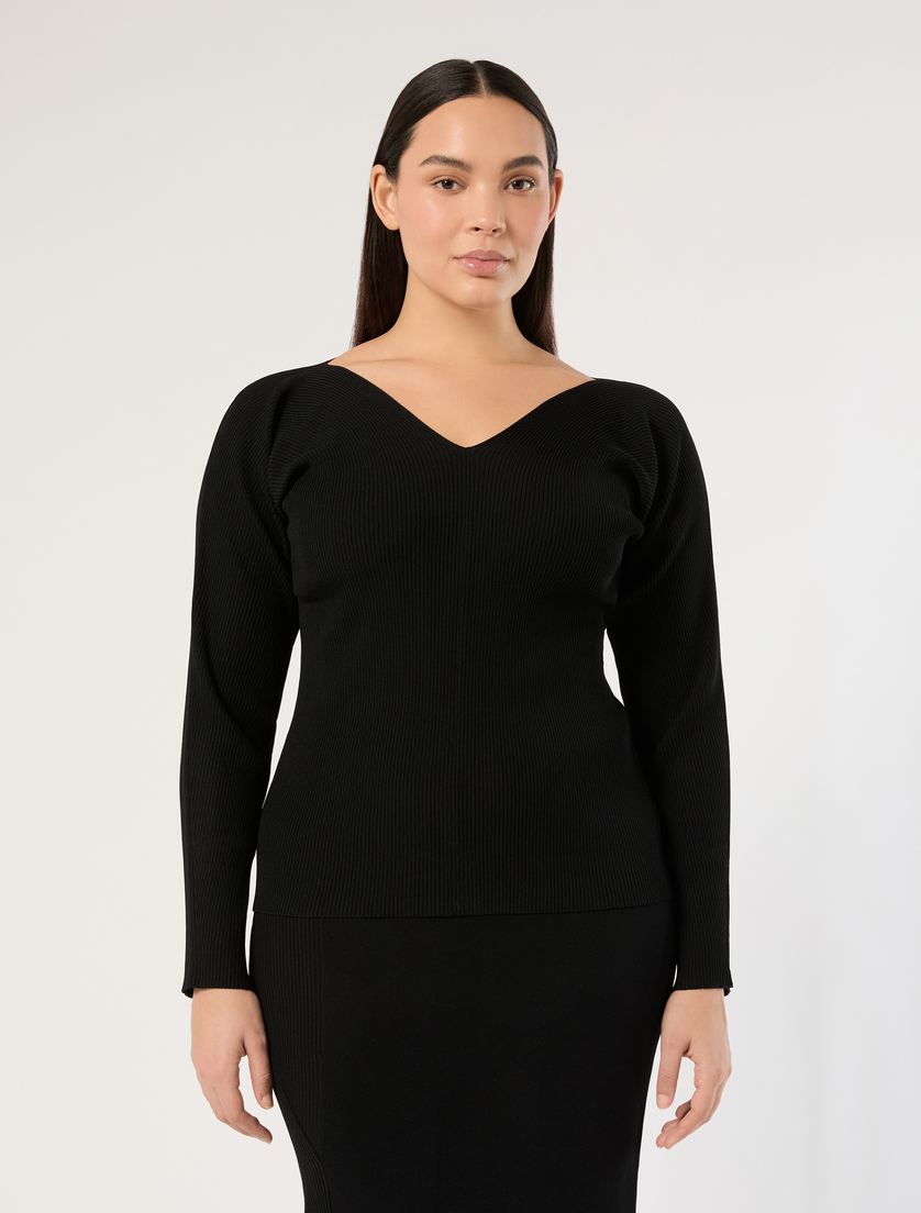 Stretch viscose sweater - BLACK - Marina Rinaldi - 3