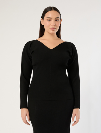 Stretch viscose sweater - BLACK - Marina Rinaldi - 3