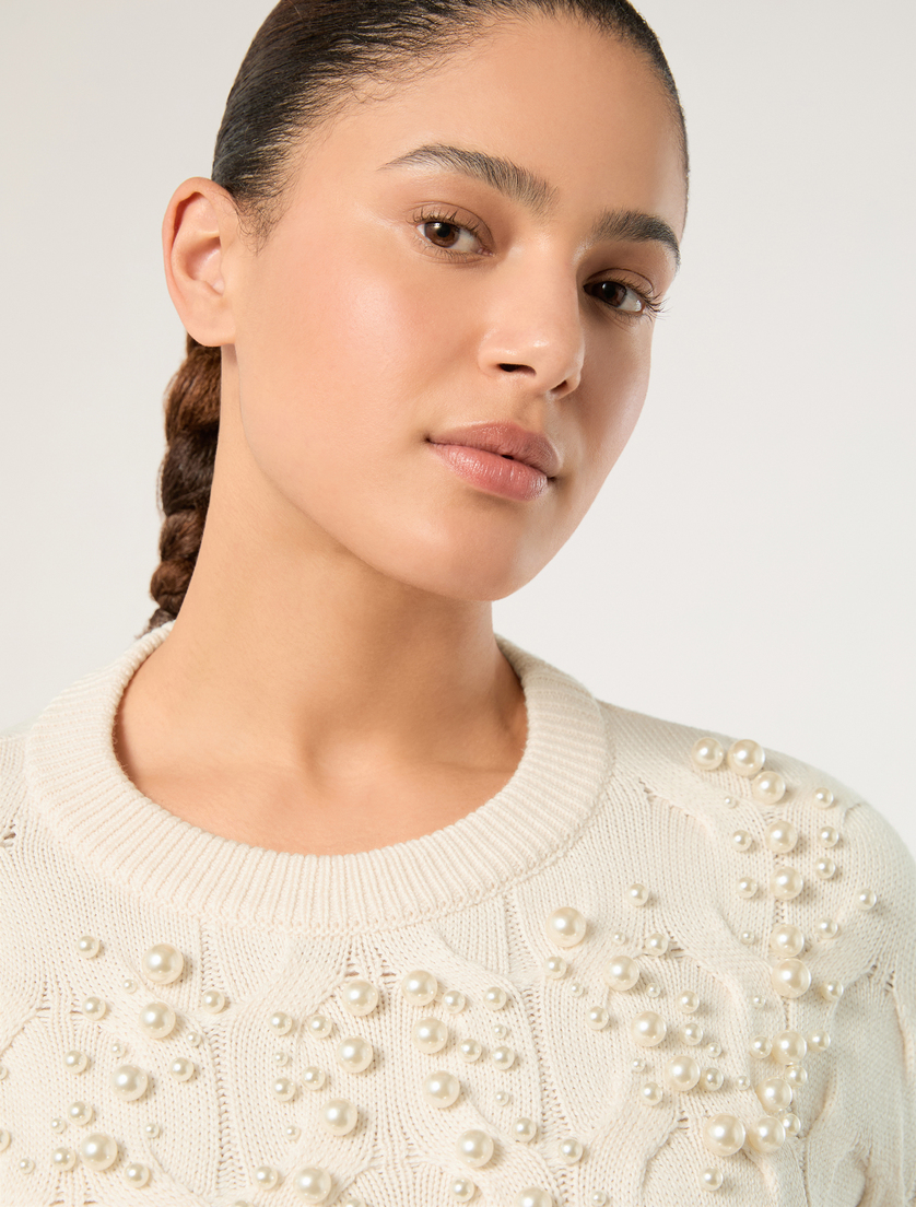 Cable-knit sweater with pearl detail - KOŚĆ SŁONIOWA - Marina Rinaldi - 5