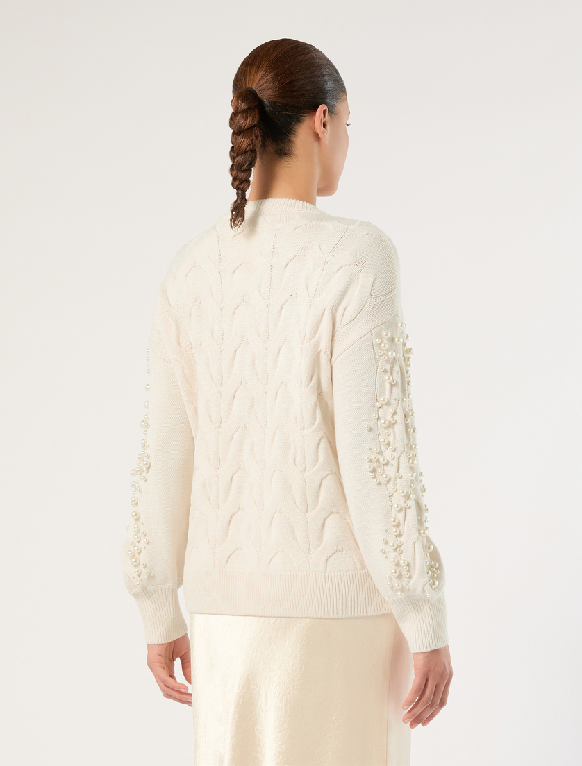 Cable-knit sweater with pearl detail - KOŚĆ SŁONIOWA - Marina Rinaldi - 4