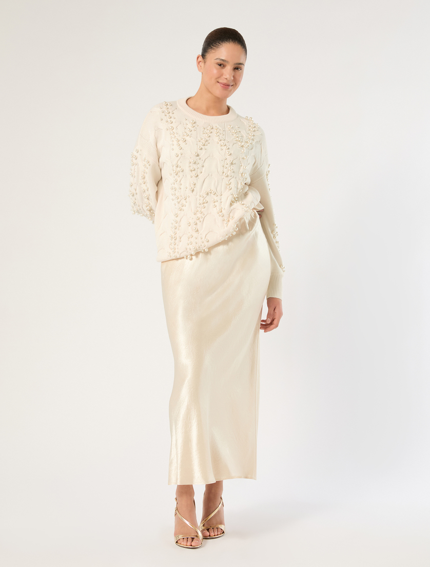 Cable-knit sweater with pearl detail - Marina Rinaldi