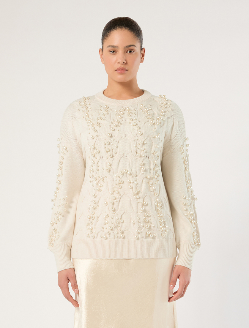 Cable-knit sweater with pearl detail - KOŚĆ SŁONIOWA - Marina Rinaldi - 3