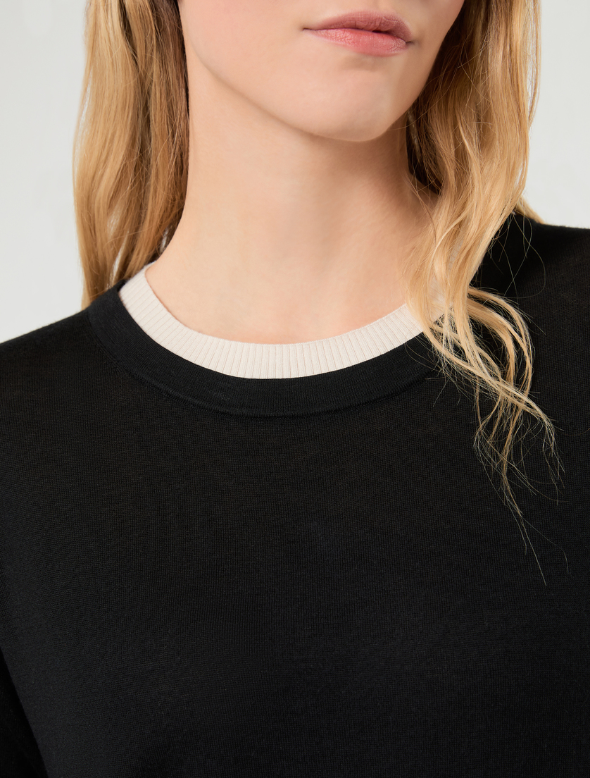 Pull en laine et cachemire avec col - NOIR BLANC - Marina Rinaldi - 5