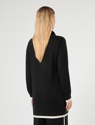Pull en laine et cachemire avec col - NOIR BLANC - Marina Rinaldi - 4
