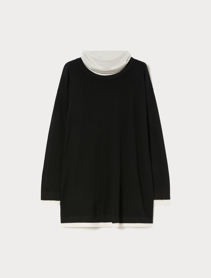 Pull en laine et cachemire avec col - NOIR BLANC - Marina Rinaldi