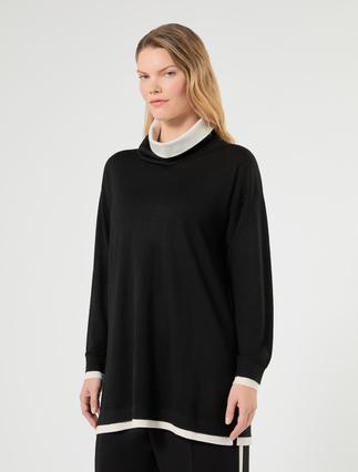Pull en laine et cachemire avec col - NOIR BLANC - Marina Rinaldi - 3