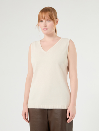Embroidered cotton cardigan and top - WHITE - Marina Rinaldi - 6