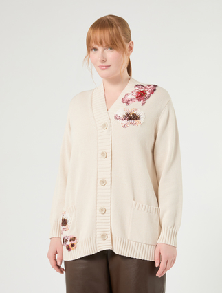 Embroidered cotton cardigan and top - WHITE - Marina Rinaldi - 3