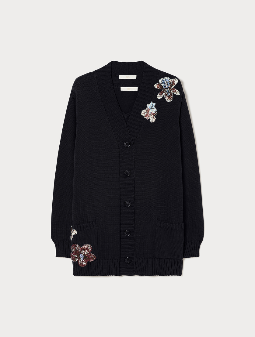 Embroidered cotton cardigan and top - MIDNIGHTBLUE - Marina Rinaldi