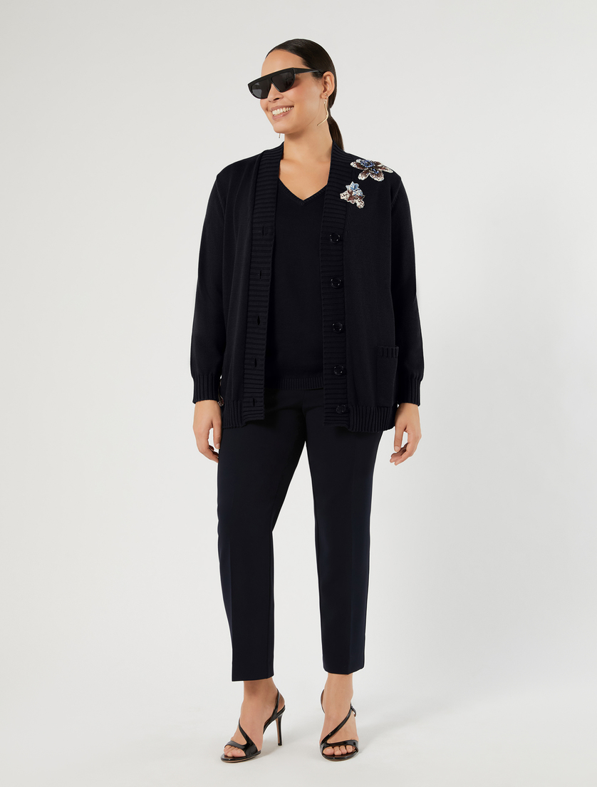 Embroidered cotton cardigan and top - MIDNIGHTBLUE - Marina Rinaldi - 2