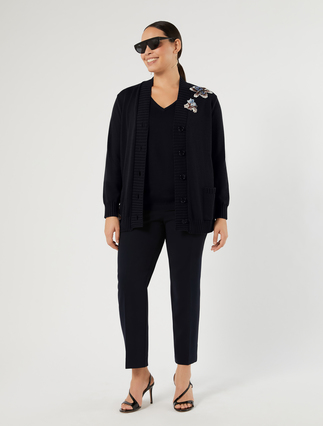 Embroidered cotton cardigan and top - MIDNIGHTBLUE - Marina Rinaldi - 2