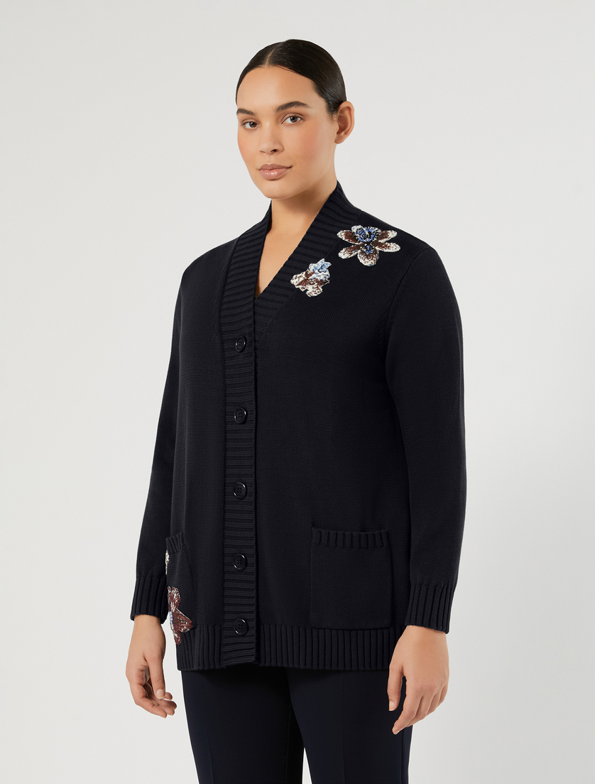 Embroidered cotton cardigan and top - MIDNIGHTBLUE - Marina Rinaldi - 3