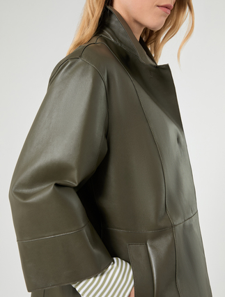 Nappa leather and jersey jacket - KAKI - Marina Rinaldi - 5