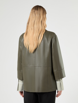 Nappa leather and jersey jacket - KAKI - Marina Rinaldi - 4