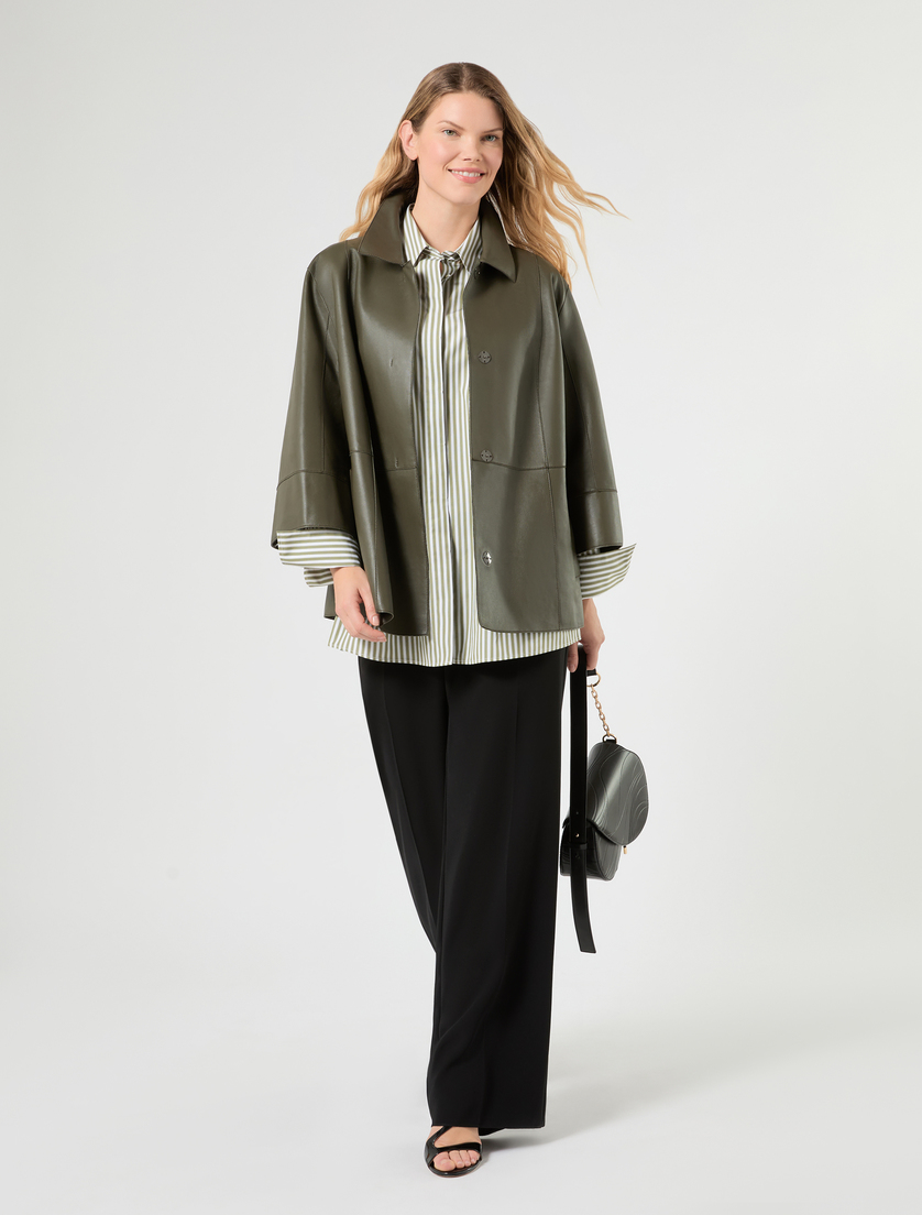 Nappa leather and jersey jacket - KAKI - Marina Rinaldi - 2