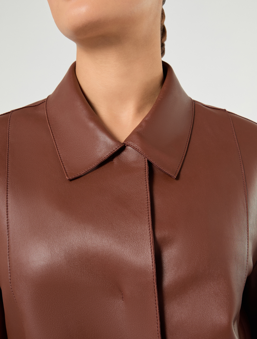 Nappa leather and jersey jacket - BRICK RED - Marina Rinaldi - 5