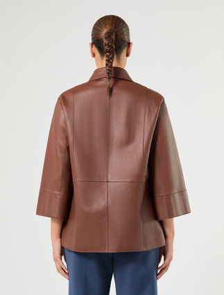 Nappa leather and jersey jacket - BRICK RED - Marina Rinaldi - 4