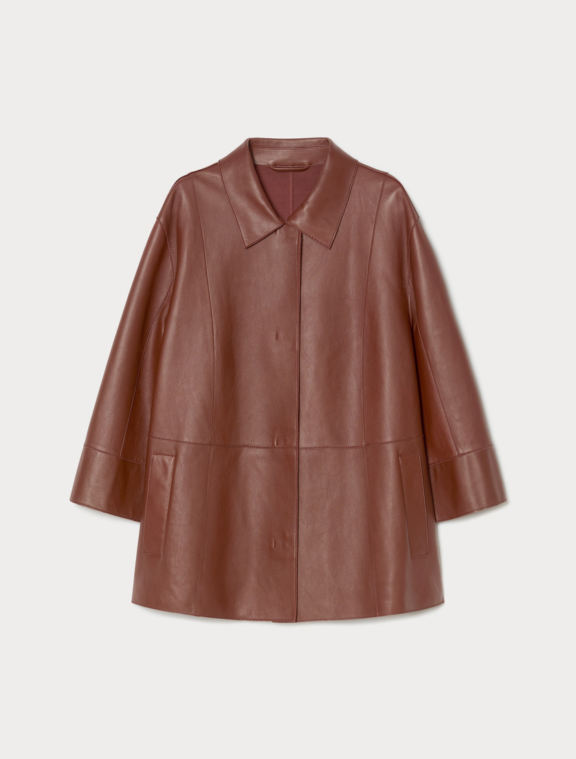 Nappa leather and jersey jacket - BRICK RED - Marina Rinaldi