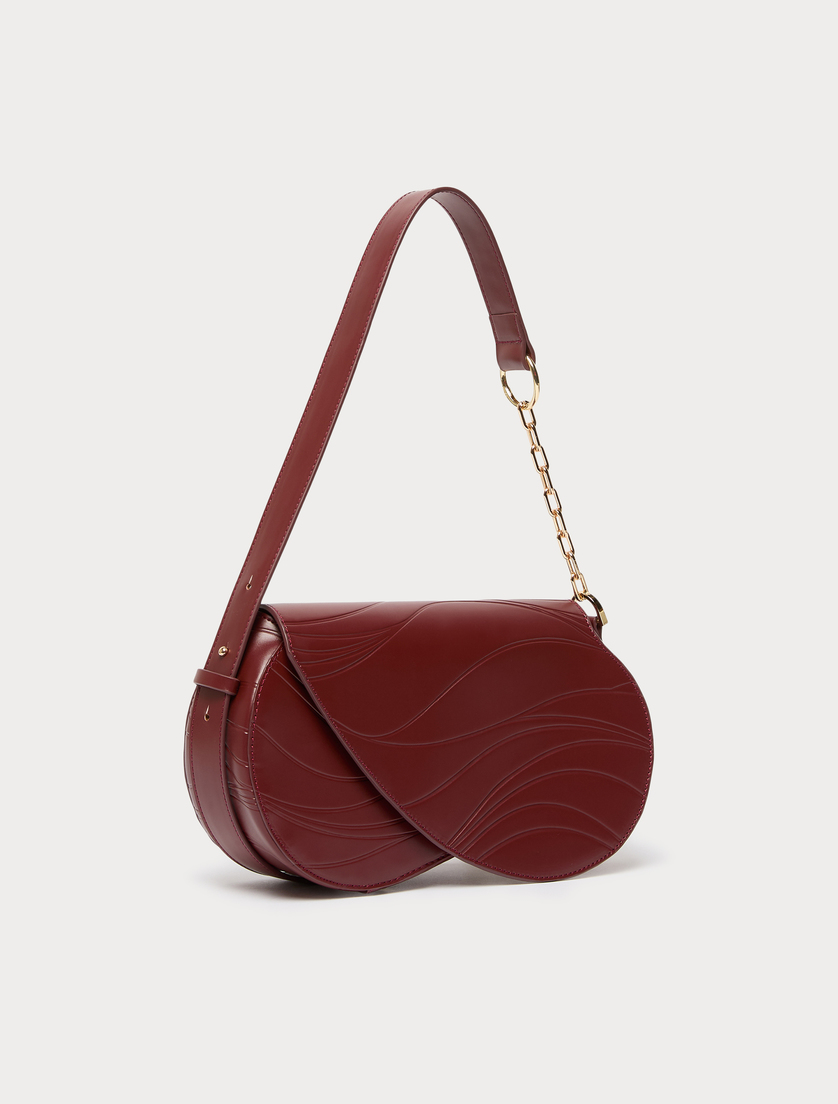 Charm-adorned wavy flapover bag - BRICK RED - Marina Rinaldi - 2