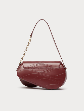 Charm-adorned wavy flapover bag - BRICK RED - Marina Rinaldi - 3
