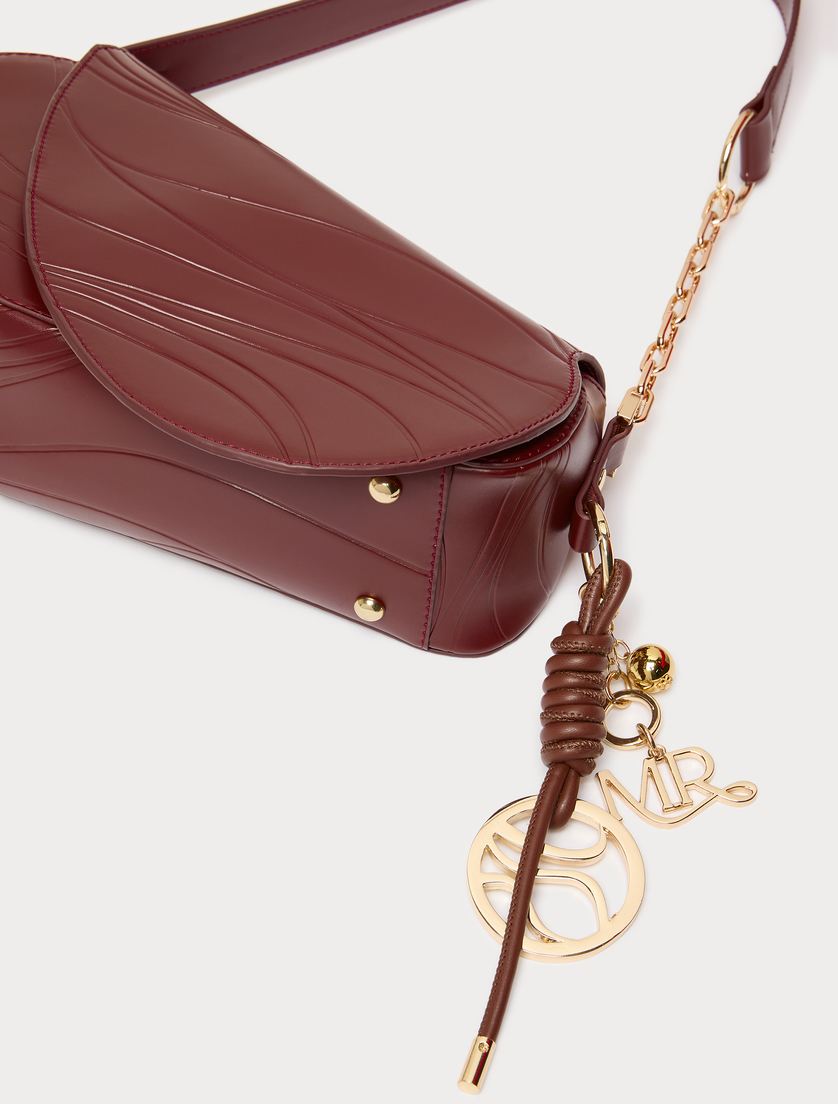 Charm-adorned wavy flapover bag - BRICK RED - Marina Rinaldi - 4