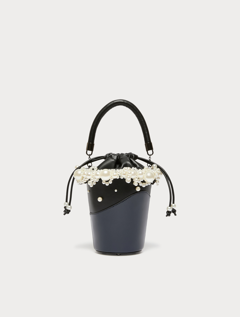 Bucket bag with pearls - BLACK - Marina Rinaldi