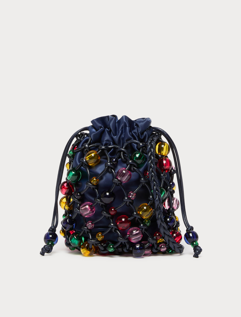 Sphere-detail crochet-knit cotton bag - MIDNIGHTBLUE - Marina Rinaldi - 3