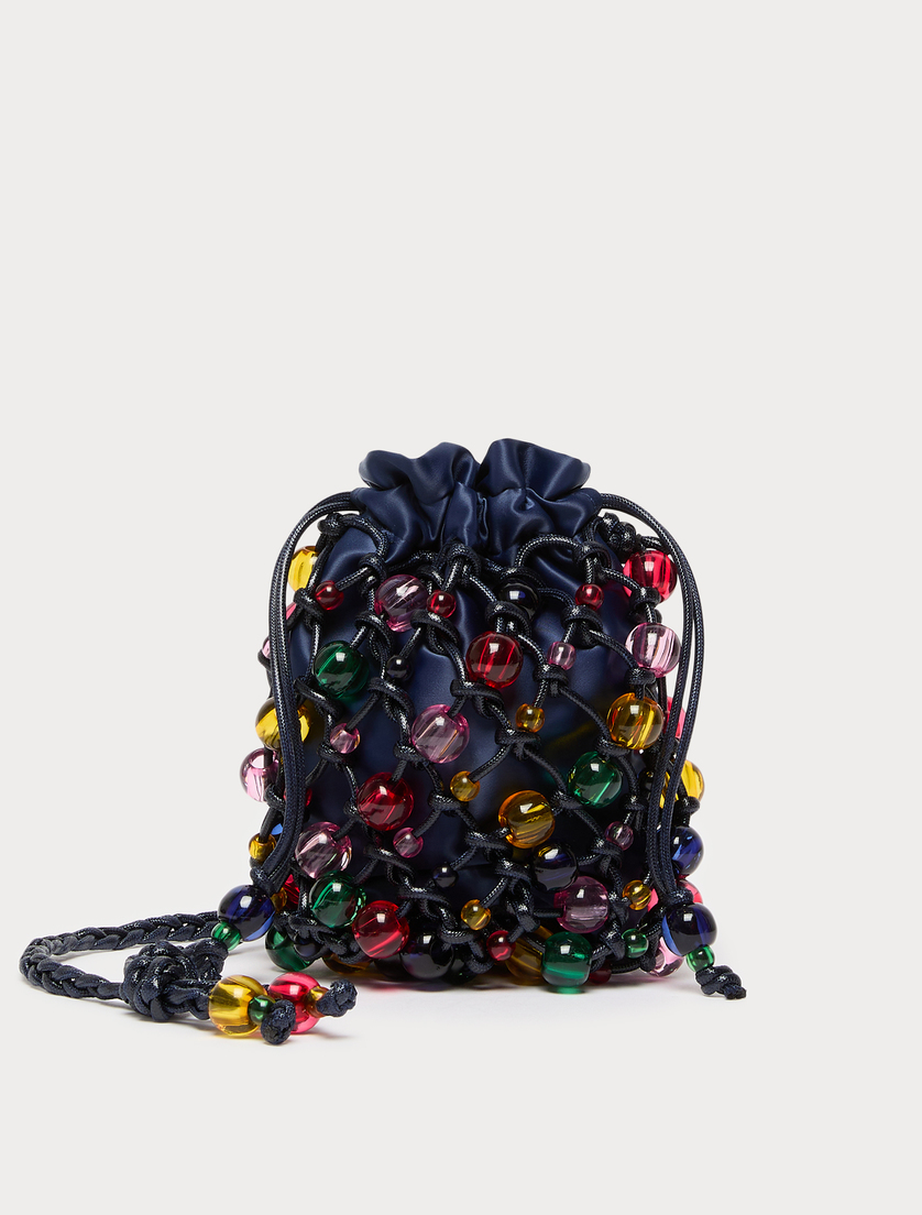 Sphere-detail crochet-knit cotton bag - MIDNIGHTBLUE - Marina Rinaldi