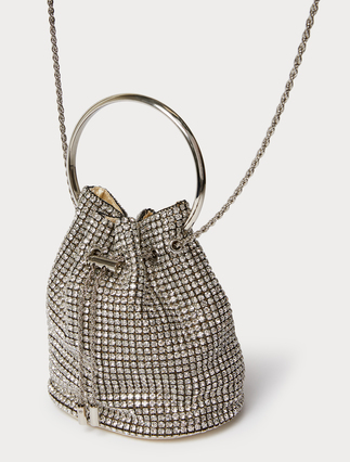 Bucket bag with all-over rhinestone detail - Marina Rinaldi