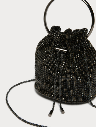 Bucket bag with all-over rhinestone detail - Marina Rinaldi