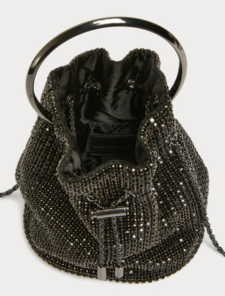 Bucket bag with all-over rhinestone detail - BLACK - Marina Rinaldi - 5