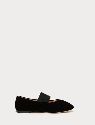 Velvet ballet flats - CZARNY