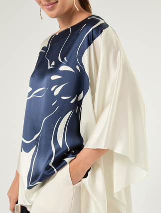 Silk satin poncho - IVORY - Marina Rinaldi - 2