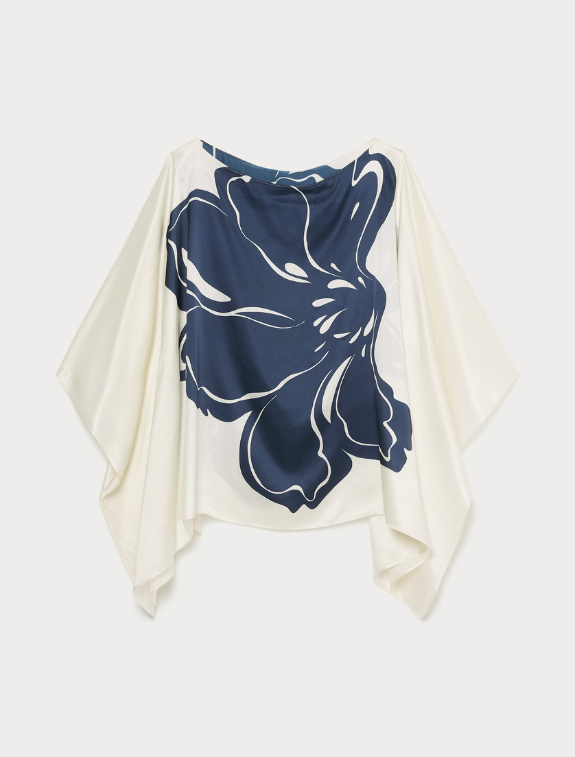 Silk satin poncho - IVORY - Marina Rinaldi - 4