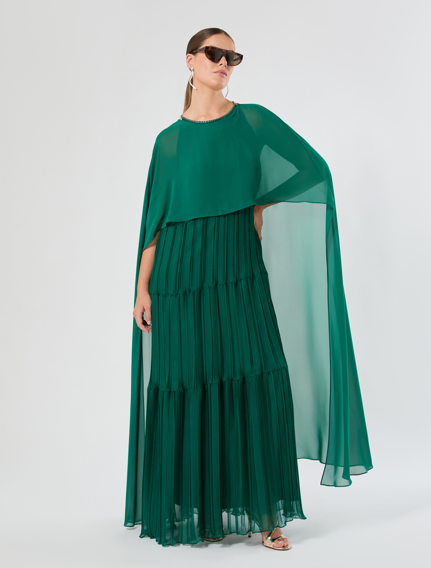 Cappa coprispalle in georgette - VERDE SCURO - Marina Rinaldi - 2
