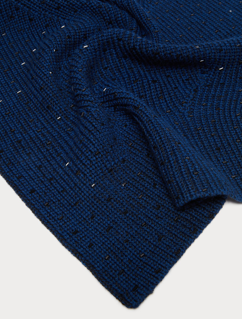 Écharpe en fil de laine mélangée - BLEU/NOIR - Marina Rinaldi - 2