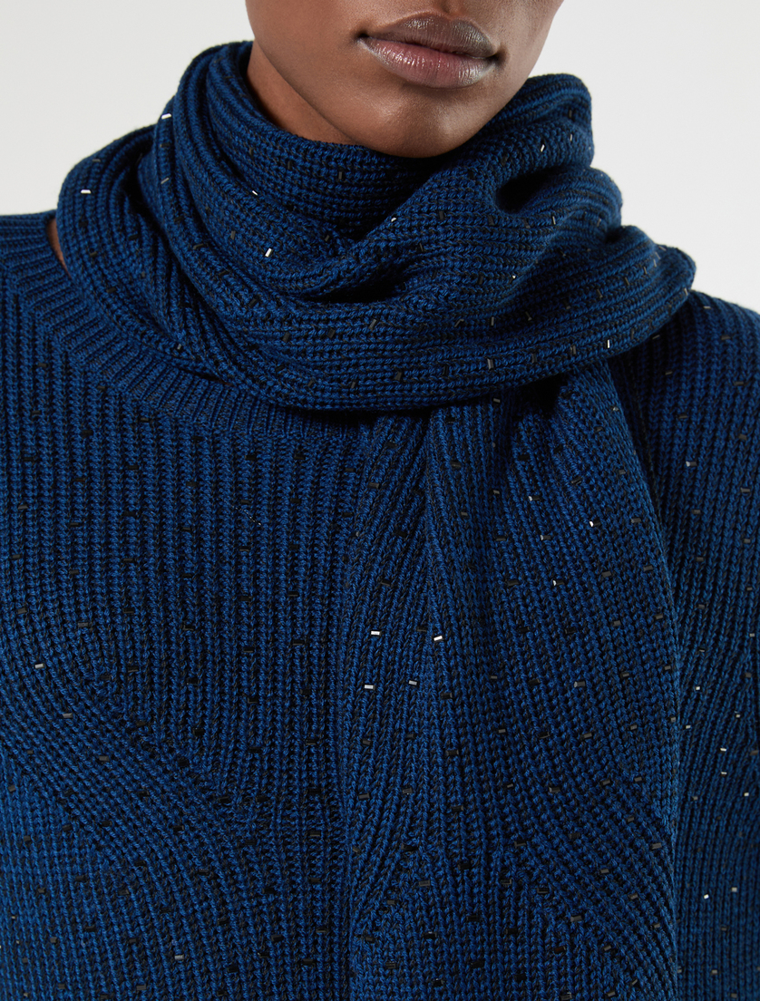 Écharpe en fil de laine mélangée - BLEU/NOIR - Marina Rinaldi - 3