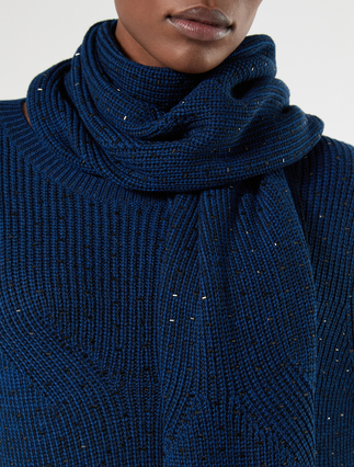 Écharpe en fil de laine mélangée - BLEU/NOIR - Marina Rinaldi - 3