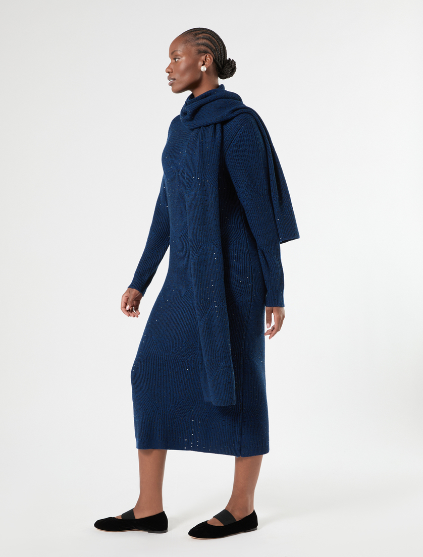 Écharpe en fil de laine mélangée - BLEU/NOIR - Marina Rinaldi - 4