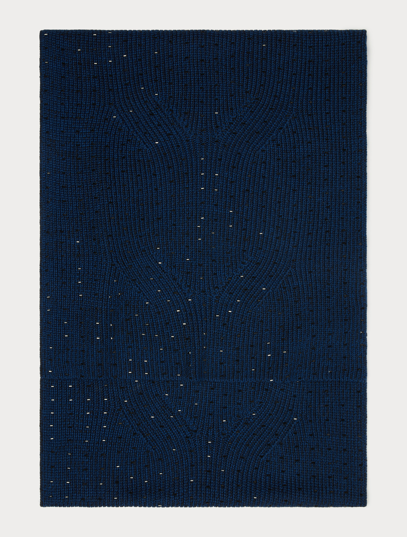Écharpe en fil de laine mélangée - BLEU/NOIR - Marina Rinaldi