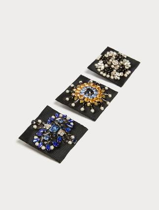 Rhinestone brooch set - BLACK - Marina Rinaldi - 2