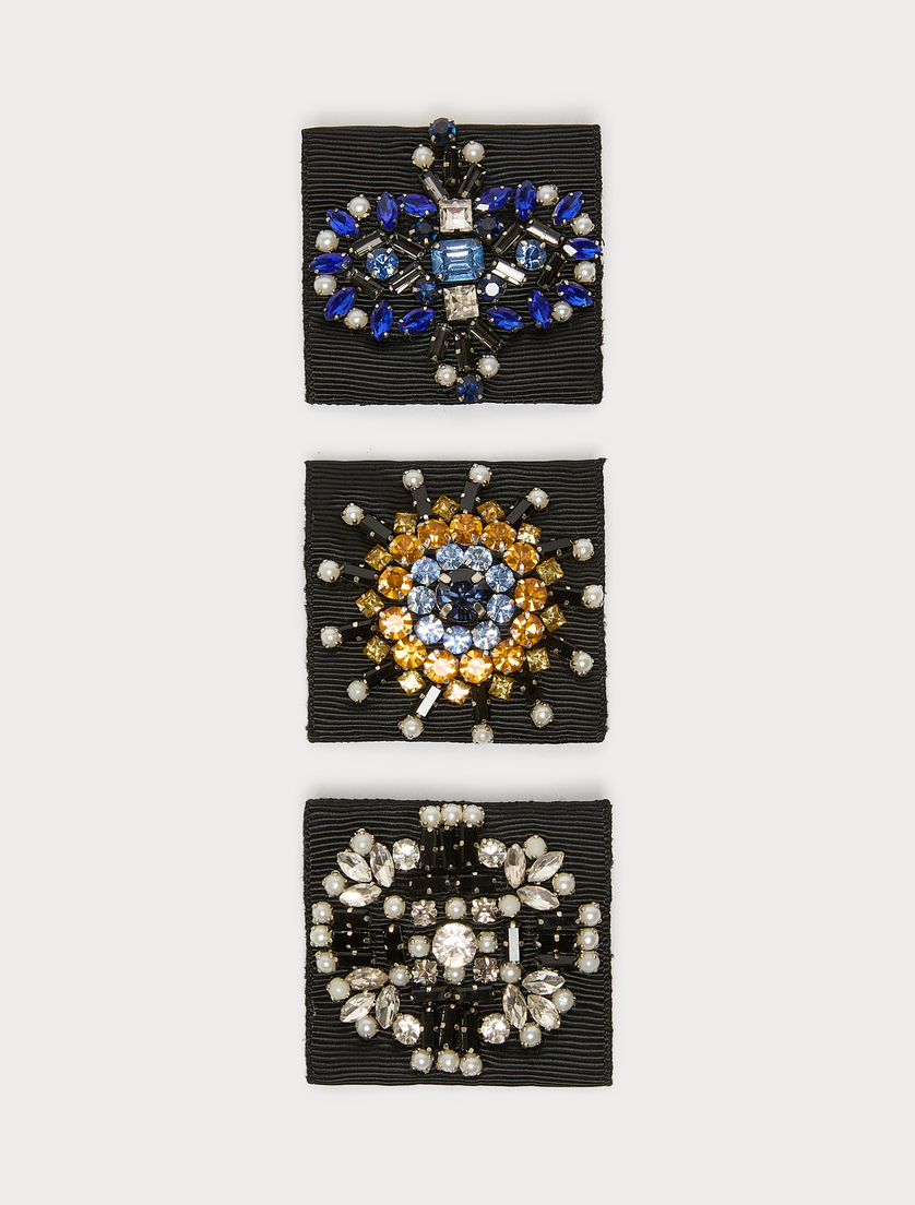 Rhinestone brooch set - BLACK - Marina Rinaldi