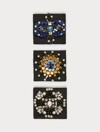 Rhinestone brooch set - CZARNY