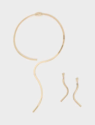 Wave necklace and earrings - GOLD