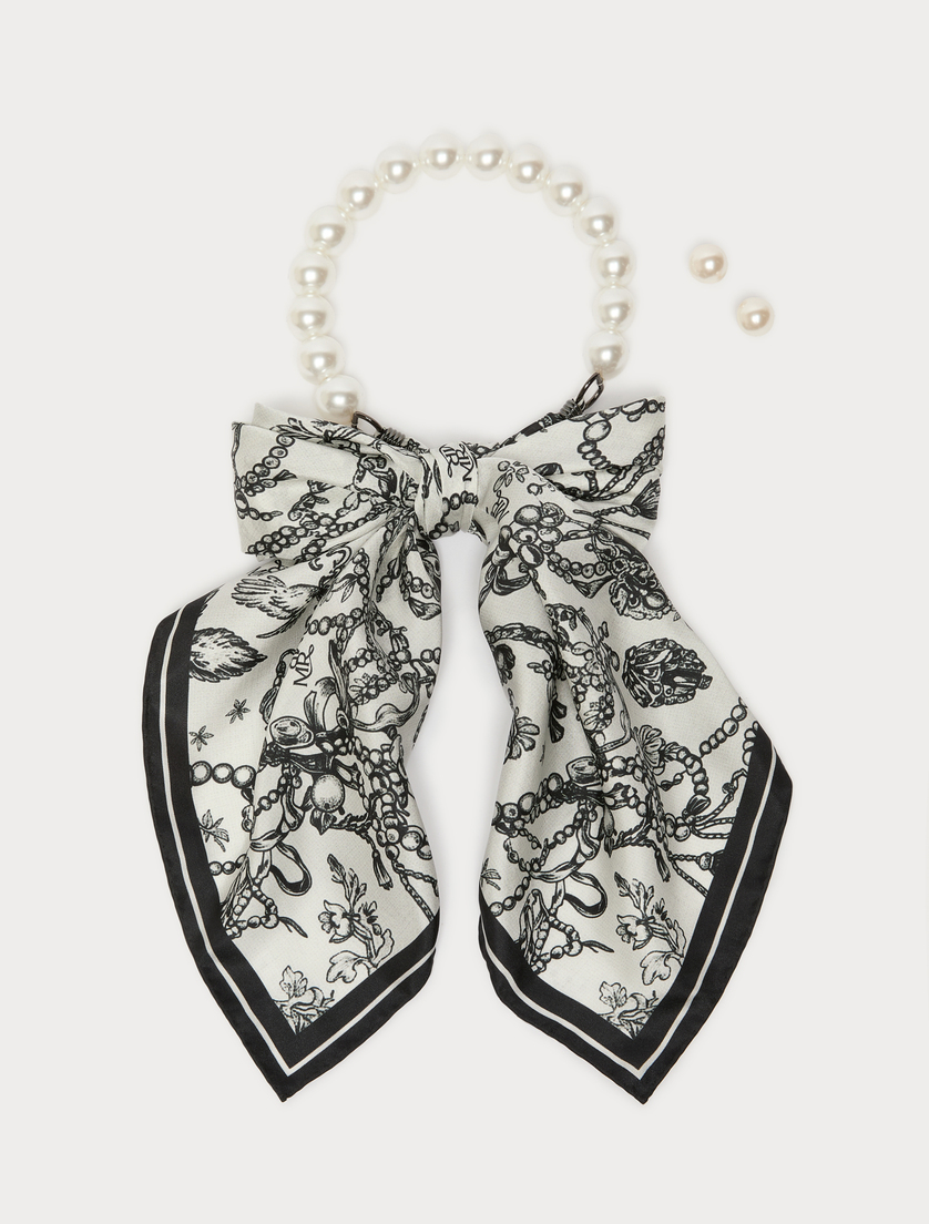 Choker, earrings and printed scarf - WHITE - Marina Rinaldi