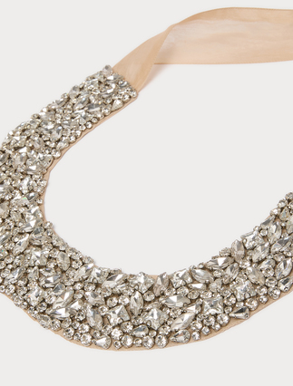 Organza and all-over rhinestone choker - Marina Rinaldi