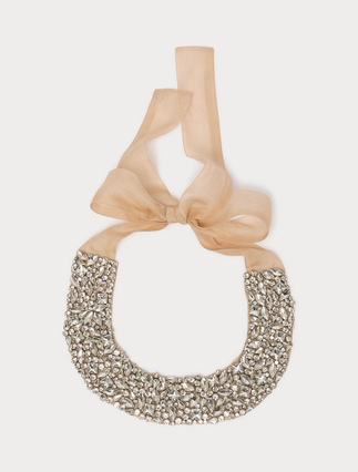Organza and all-over rhinestone choker - Marina Rinaldi