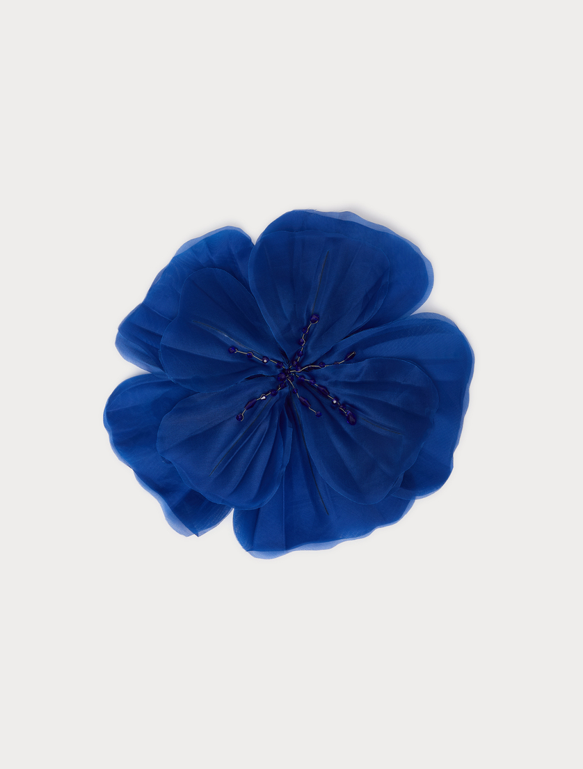 Silk organza brooch - CORNFLOWER BLUE - Marina Rinaldi