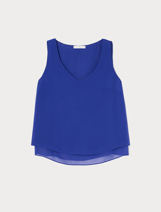 Crepe georgette top - CORNFLOWER BLUE - Marina Rinaldi - 3