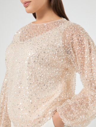 Embroidered tulle tunic - IVORY - Marina Rinaldi - 5